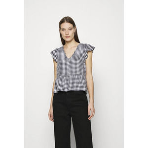 Abercrombie & Fitch Women's Size XXL Top V Neck Smocked Babydoll Peplum Check